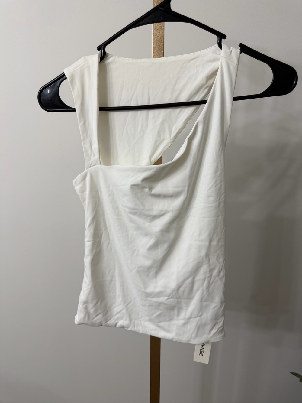 Commense White Asymmetrical Draped Tank